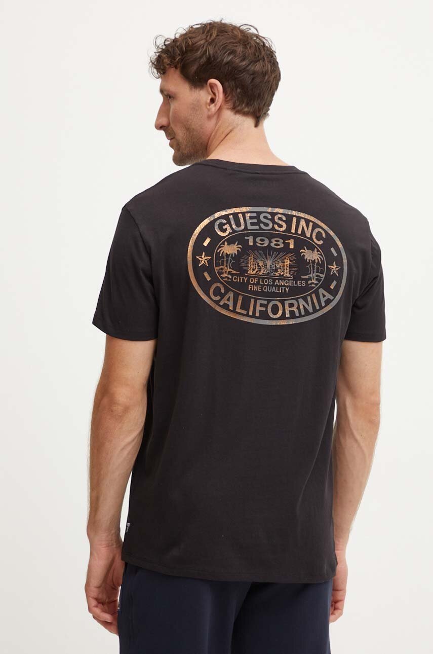 

Памучна тениска Guess в черно с принт M4YI92 K9RM1, Черен