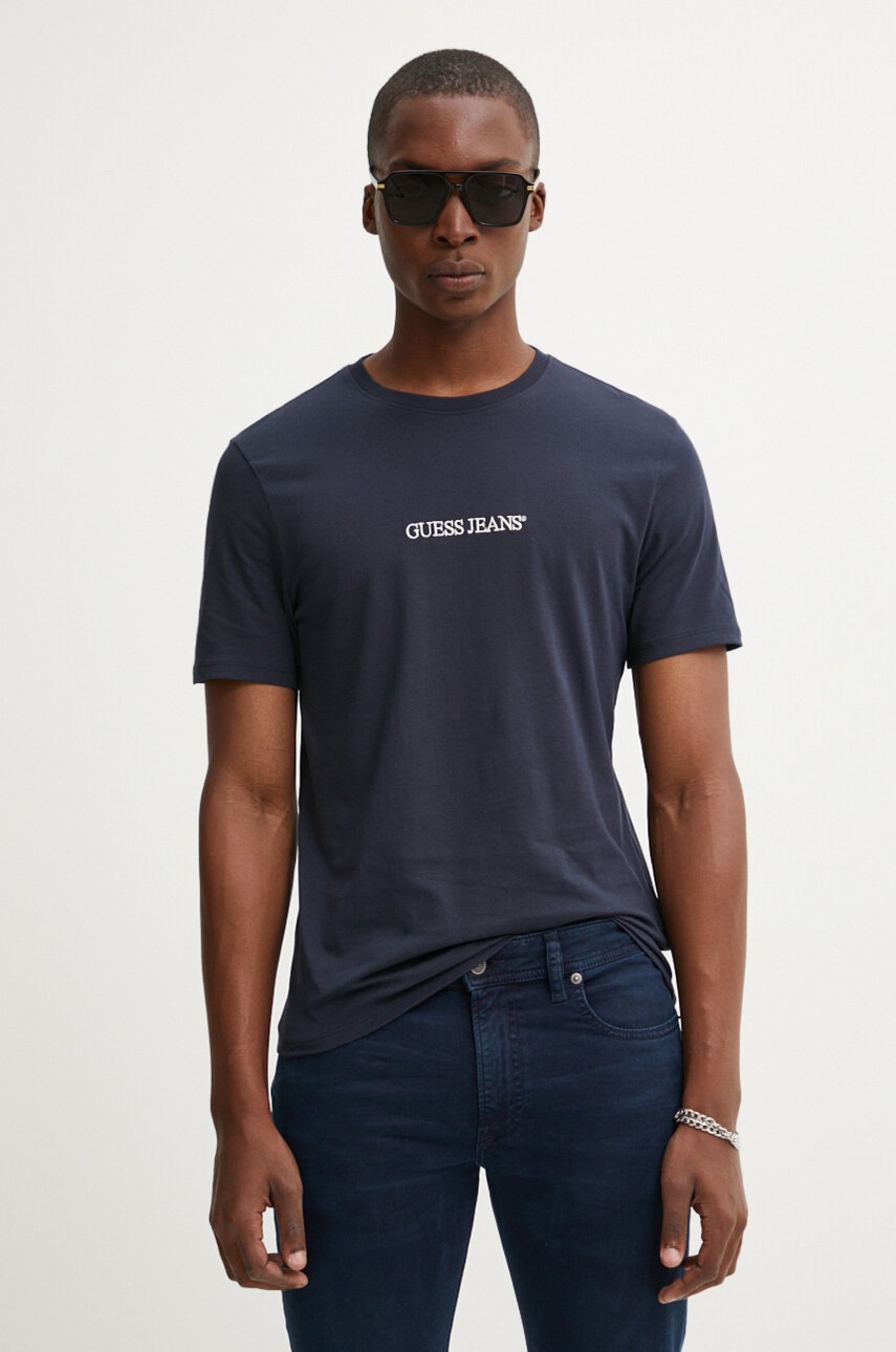 Βαμβακερό μπλουζάκι Guess Jeans ανδρικό, χρώμα: ναυτικό μπλε, M4YI52 K8HM0 φωτογραφία