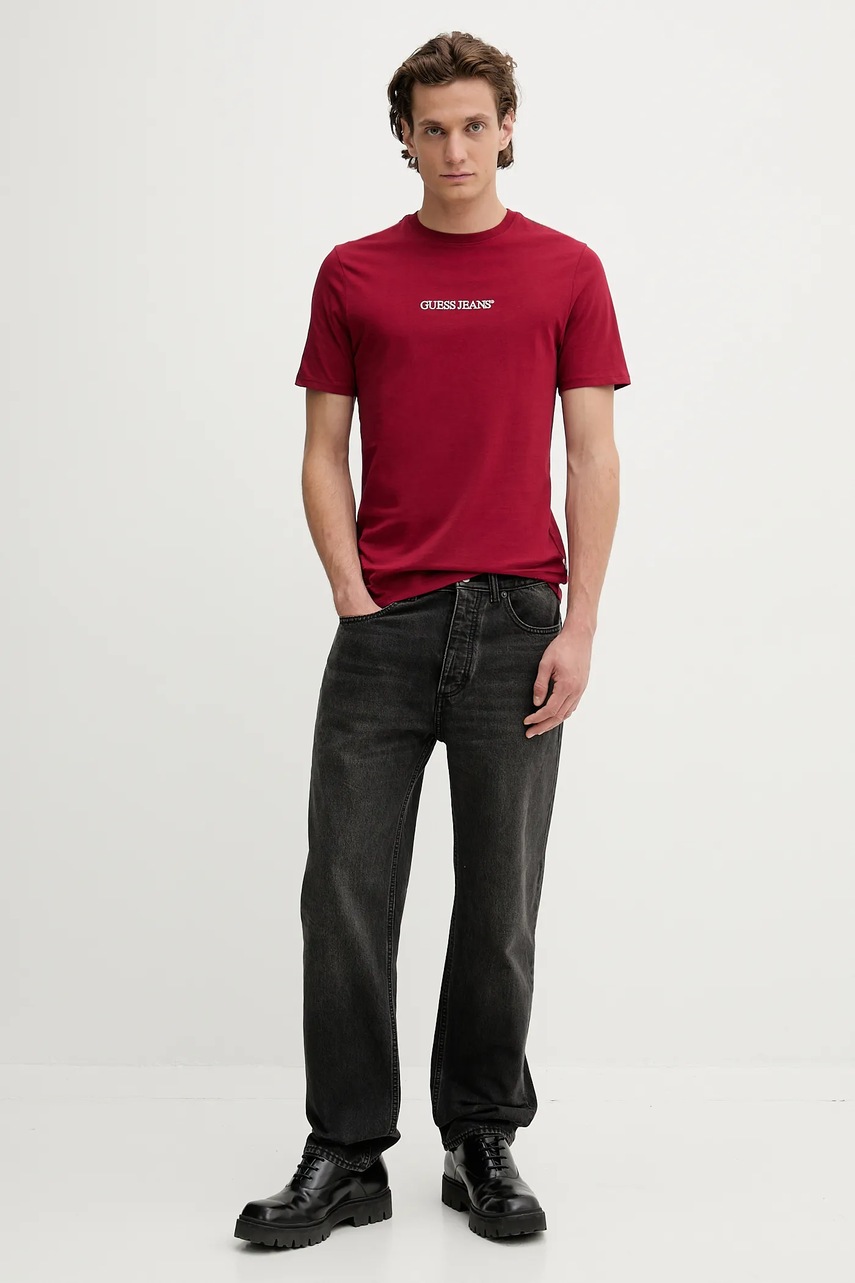 Хлопковая футболка Guess Jeans с аппликацией M4YI52 K8HM0