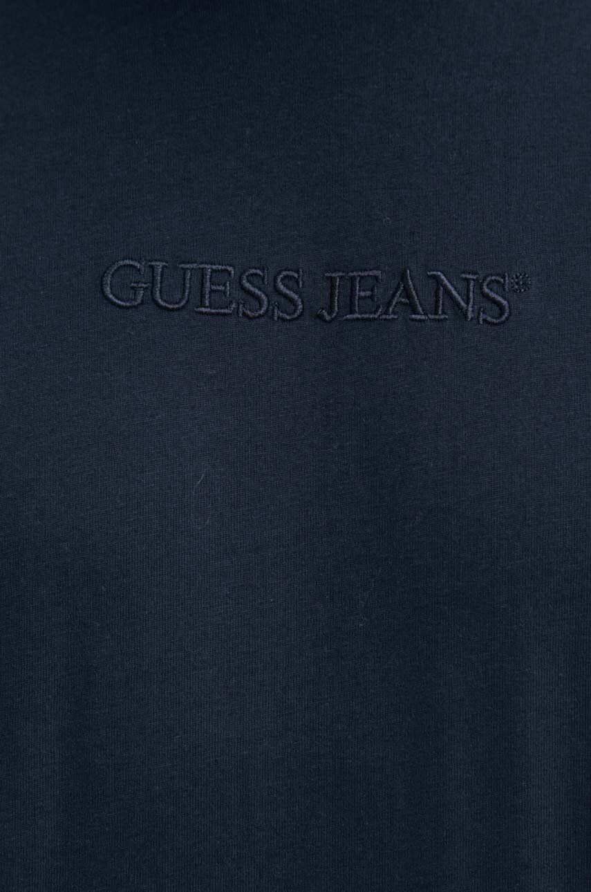 Pamučna Majica Guess Jeans Za Muškarce, Boja: Tamno Plava, Bez Uzorka, M4YI44 K8FQ4