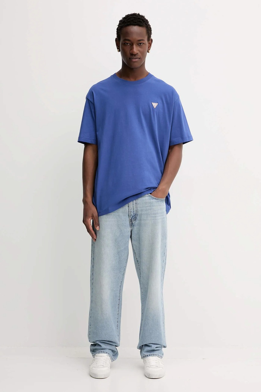 Хлопковая футболка Guess Jeans однотонная M4YI46 K8FQ4