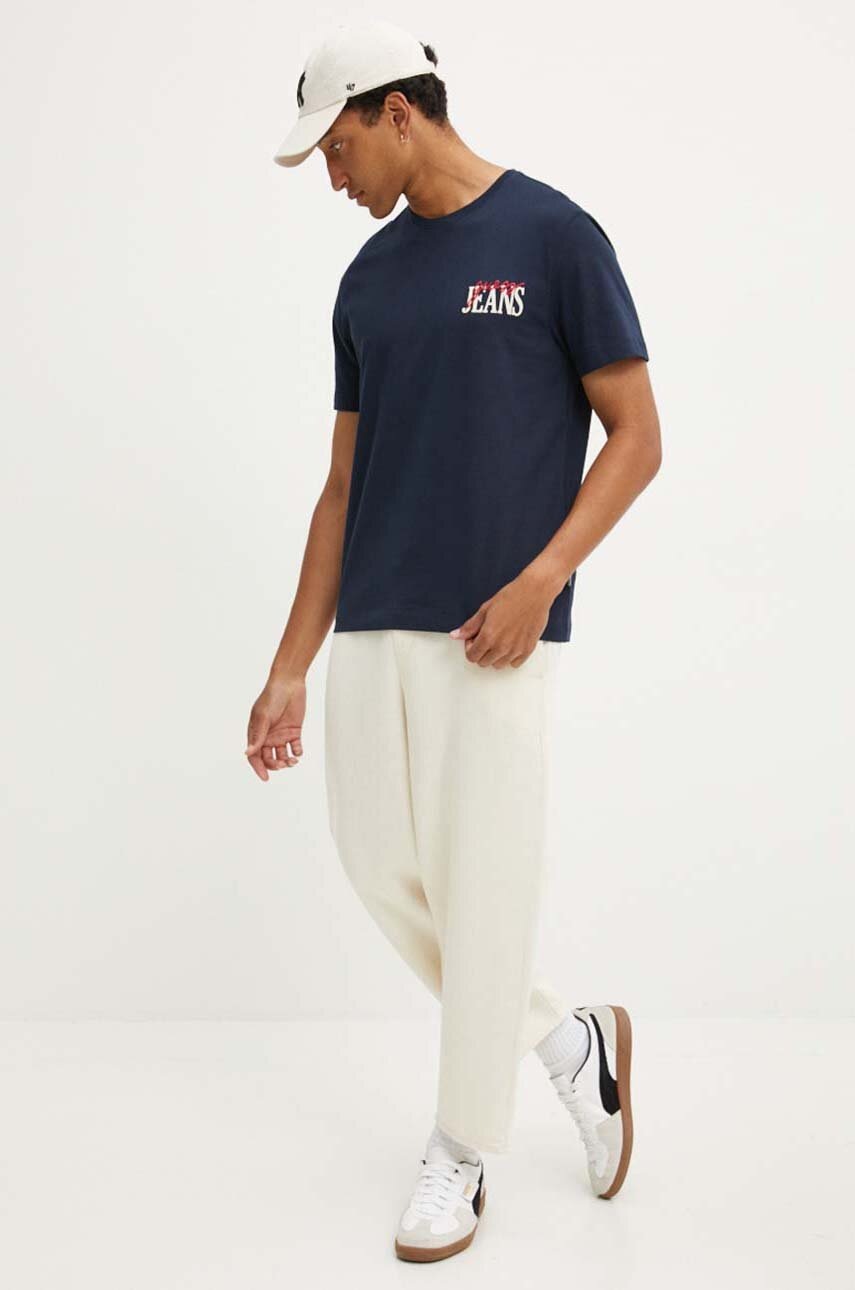 Βαμβακερό μπλουζάκι Guess Jeans ανδρικό, χρώμα: ναυτικό μπλε, M4YI48 K8FQ4 φωτογραφία