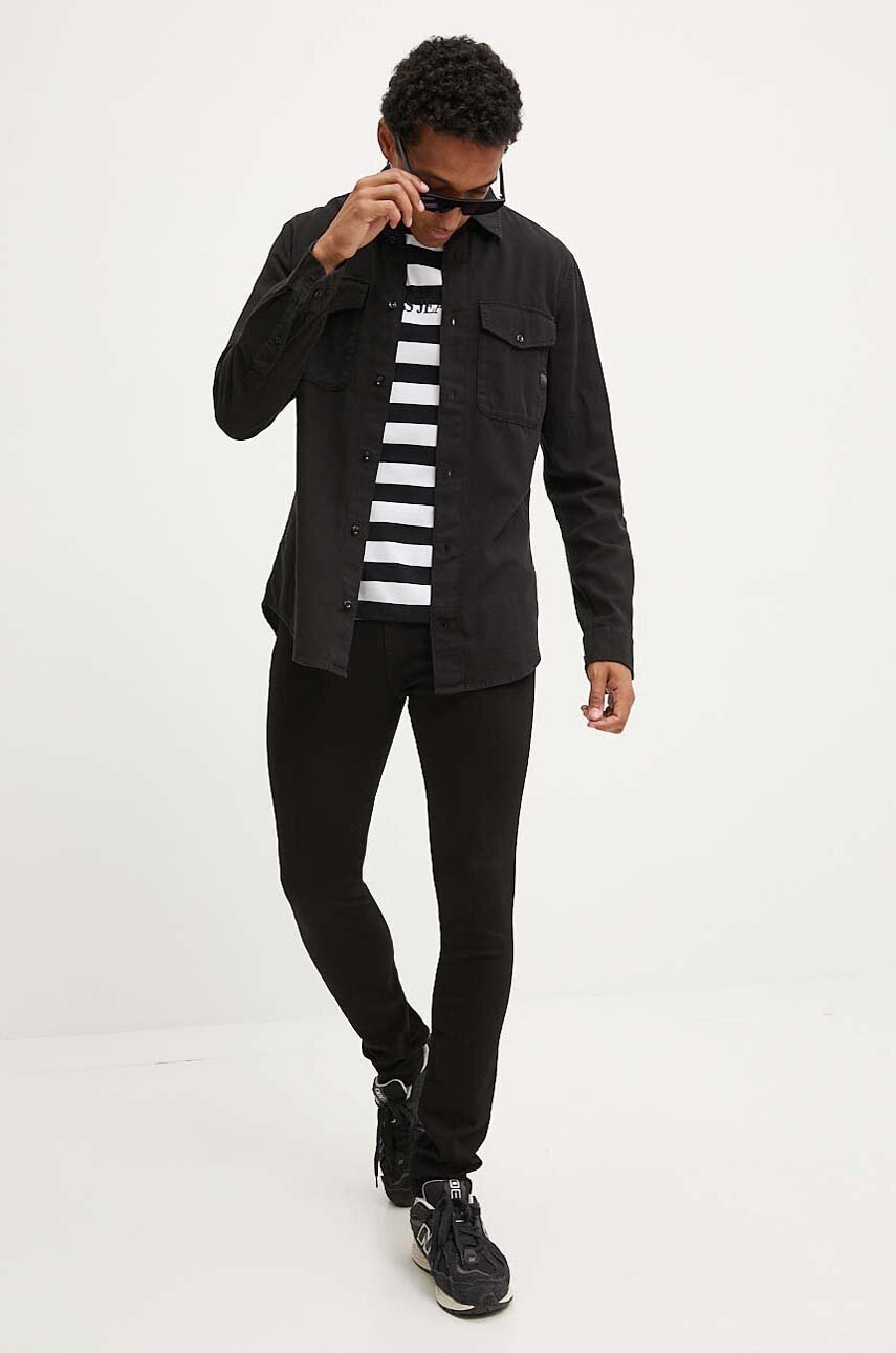 Βαμβακερό μπλουζάκι Guess Jeans ανδρικό, χρώμα: μαύρο, M4YI84 K9XF1 φωτογραφία