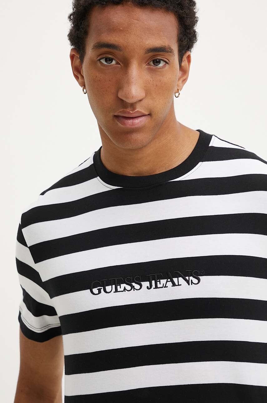 Βαμβακερό μπλουζάκι Guess Jeans ανδρικό, χρώμα: μαύρο, M4YI84 K9XF1 φωτογραφία