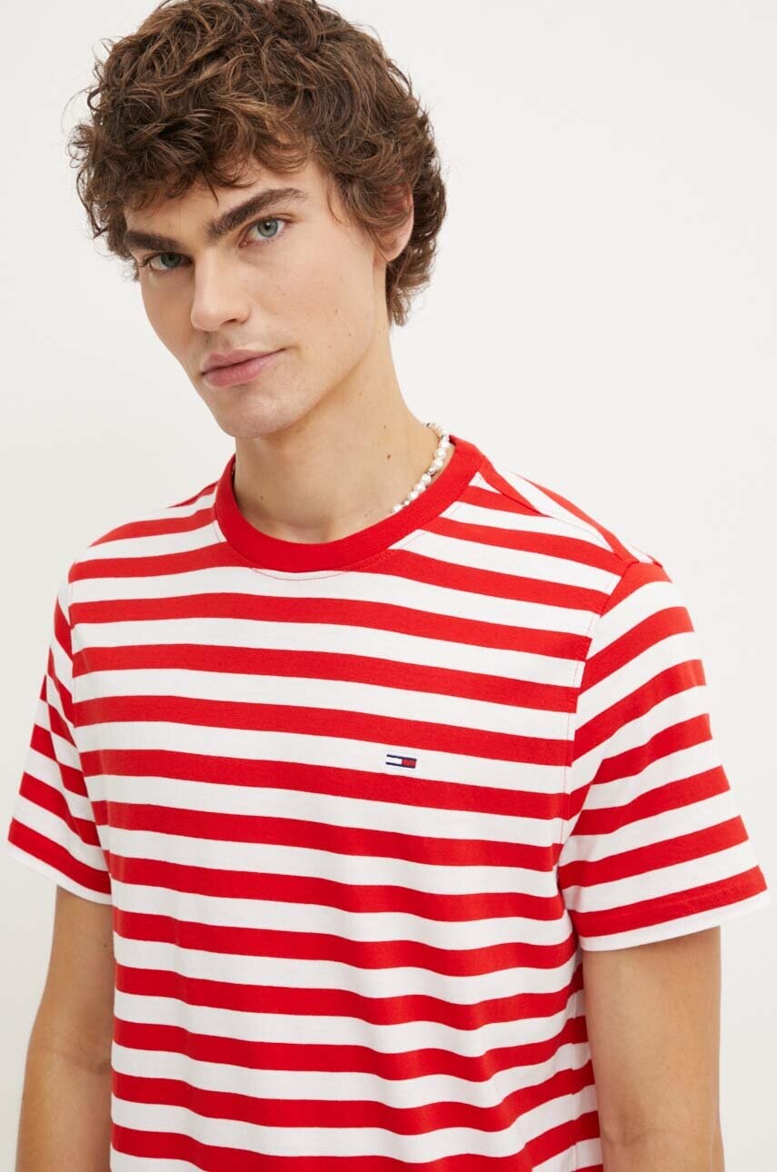 Tommy Jeans tricou din bumbac barbati, culoarea rosu, modelator, DM0DM20420