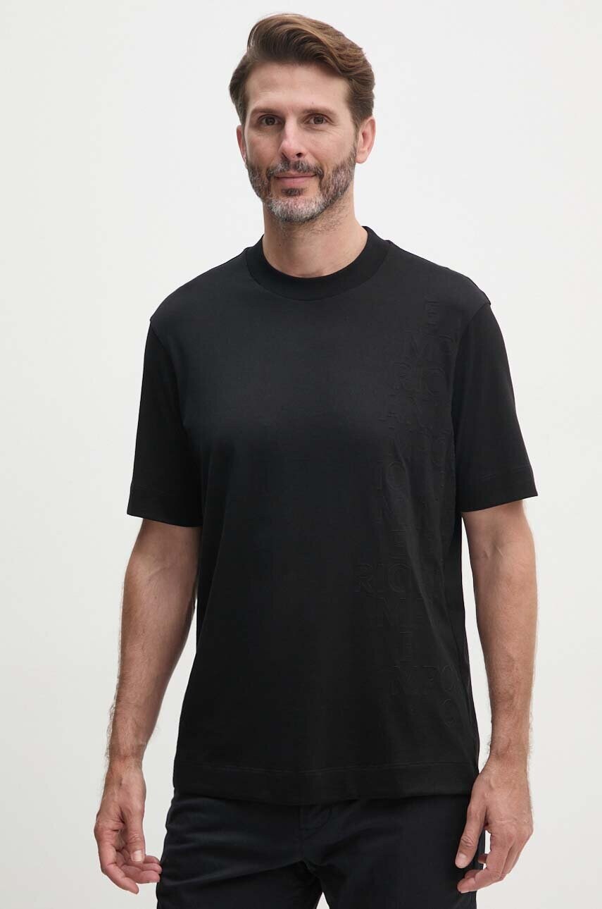 Emporio Armani tricou din bumbac barbati, culoarea negru, cu imprimeu, 6D1TD1 1JPVZ