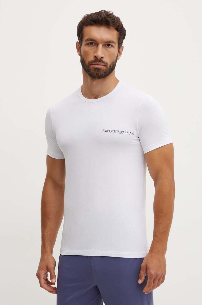 Emporio Armani Underwear tricou lounge 2-pack culoarea alb, cu imprimeu, 111267 4F717