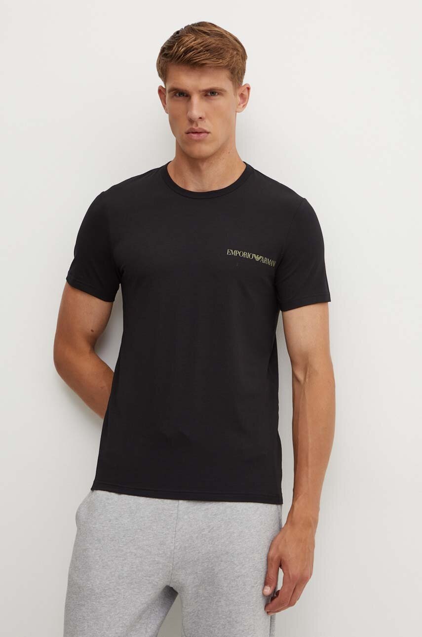 

Домашна тениска Emporio Armani Underwear (2 броя) в черно с принт 111267 4F717, Черен