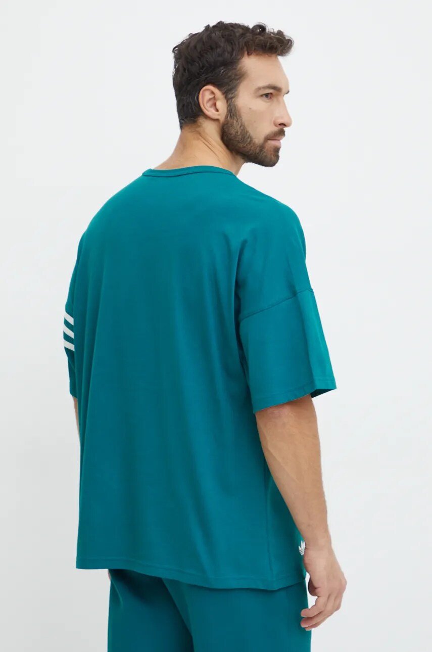 adidas Originals pamut póló Neuclassics Tee türkiz, férfi, nyomott mintás, JF9138 termék 2. képe