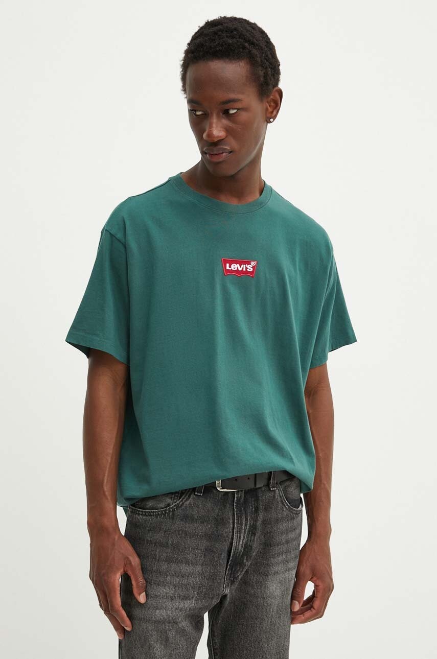 Levi\'s tricou din bumbac barbati, culoarea verde, cu imprimeu, 87373