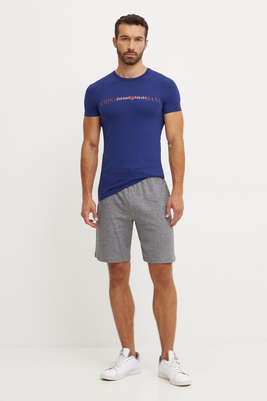 Emporio Armani Underwear tricou lounge culoarea albastru marin, cu imprimeu, 111035 4F729