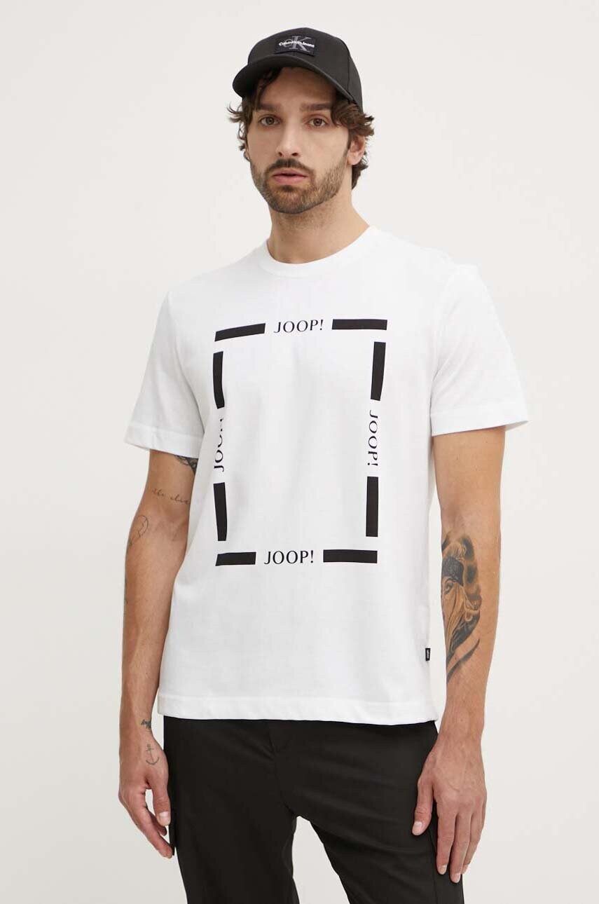 Joop! tricou din bumbac barbati, culoarea alb, cu imprimeu, 30042368
