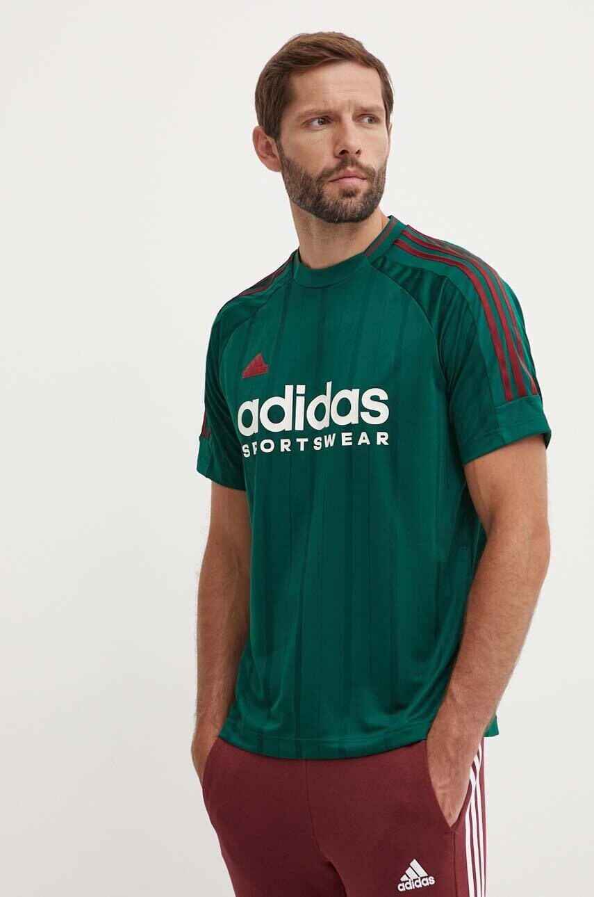 adidas tricou Tiro barbati, culoarea verde, cu imprimeu, IY2053