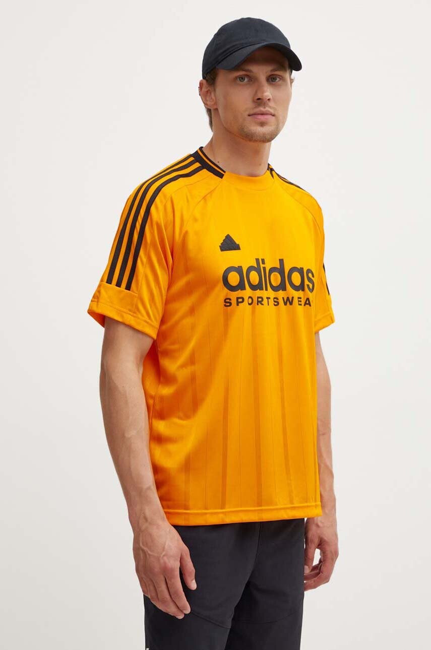adidas tricou Tiro barbati, culoarea portocaliu, cu imprimeu, IY4498