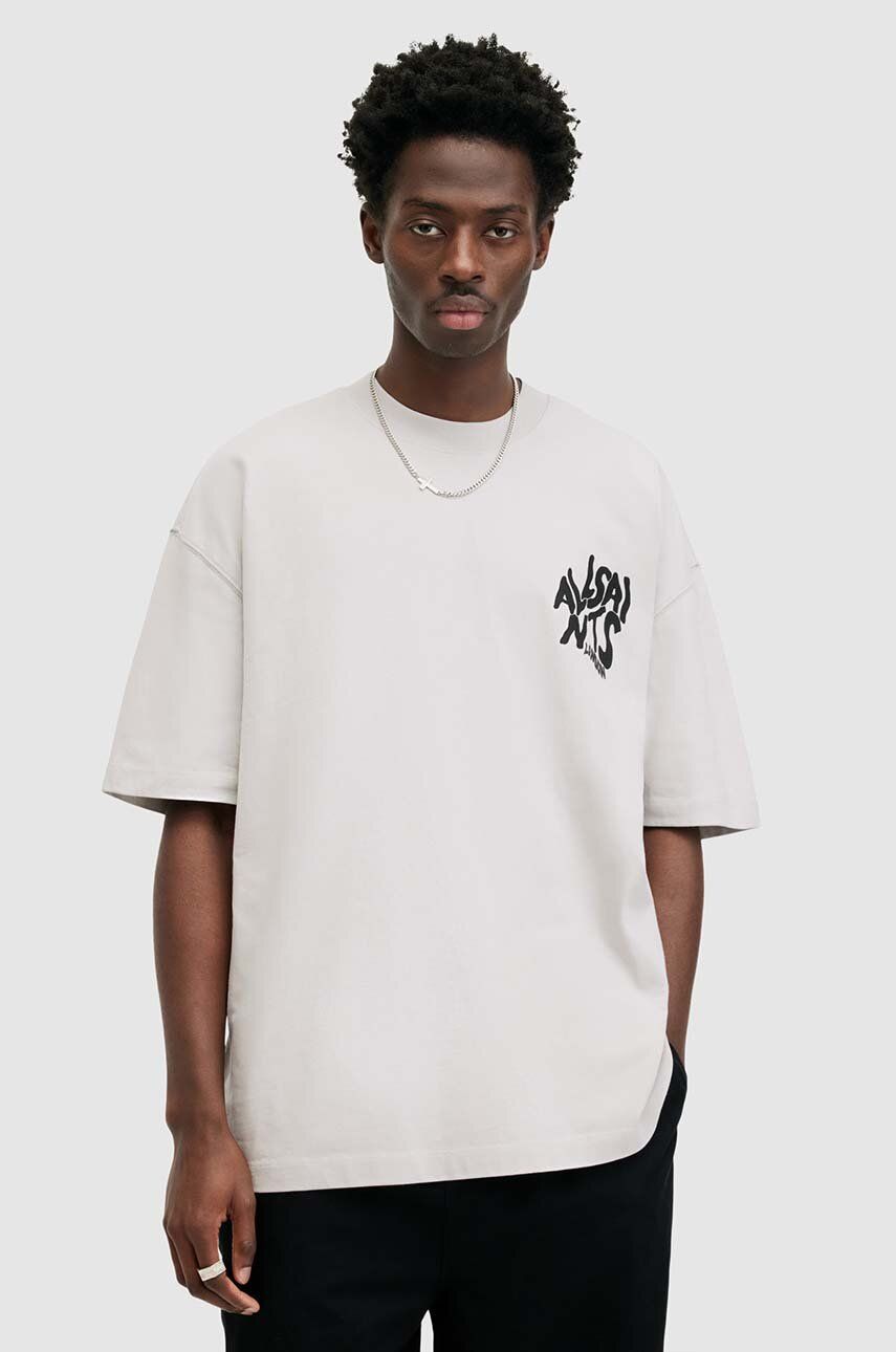 AllSaints tricou din bumbac ORLANDO SS barbati, culoarea alb, cu imprimeu, M022PA