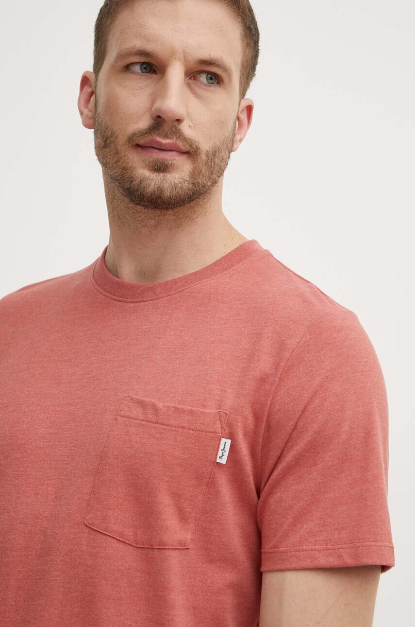 Pepe Jeans tricou MANS TEE barbati, culoarea roz, neted, PM509434