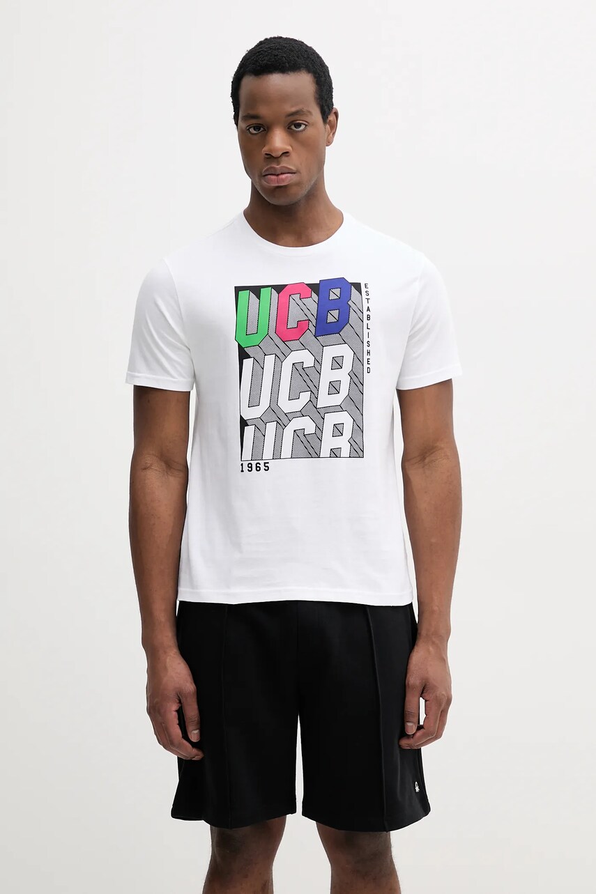 United Colors of Benetton tricou din bumbac bărbați, culoarea violet, cu imprimeu, 3I1XU1096