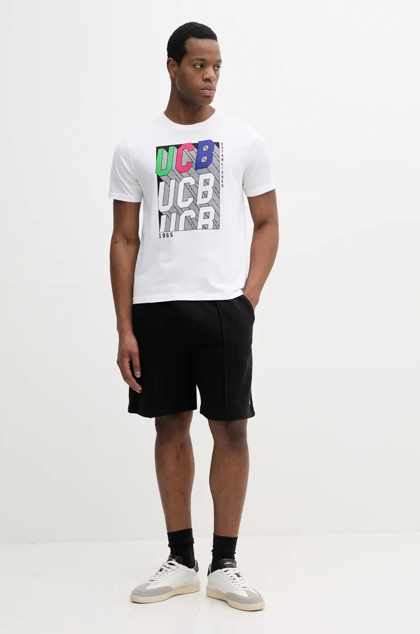 Хлопковая футболка United Colors of Benetton мужская цвет фиолетовый с принтом 3I1XU1096 Хлопковая футболка United Colors of Benetton мужская цвет фиолетовый с принтом 3I1XU1096