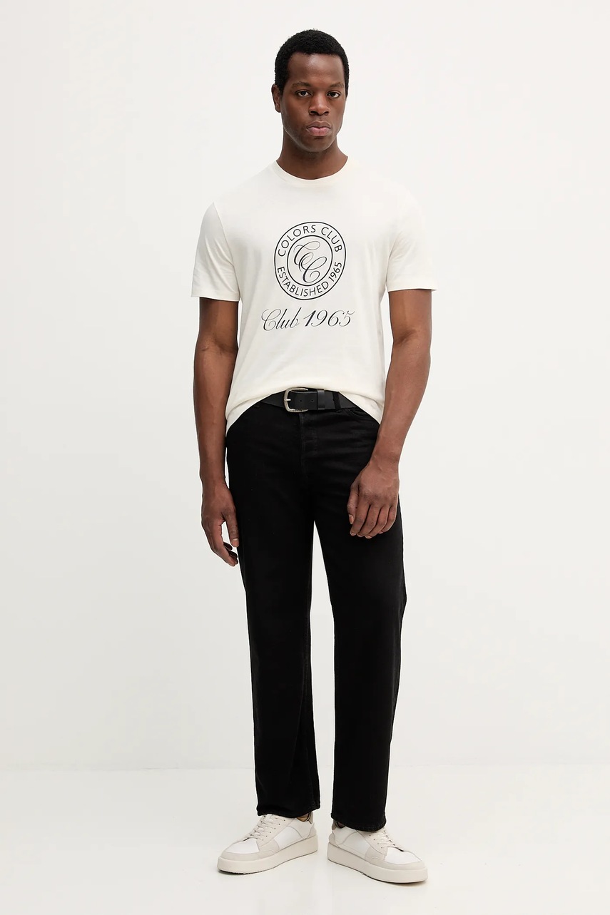 Хлопковая футболка United Colors of Benetton цвет фиолетовый с принтом 3I1XU1096