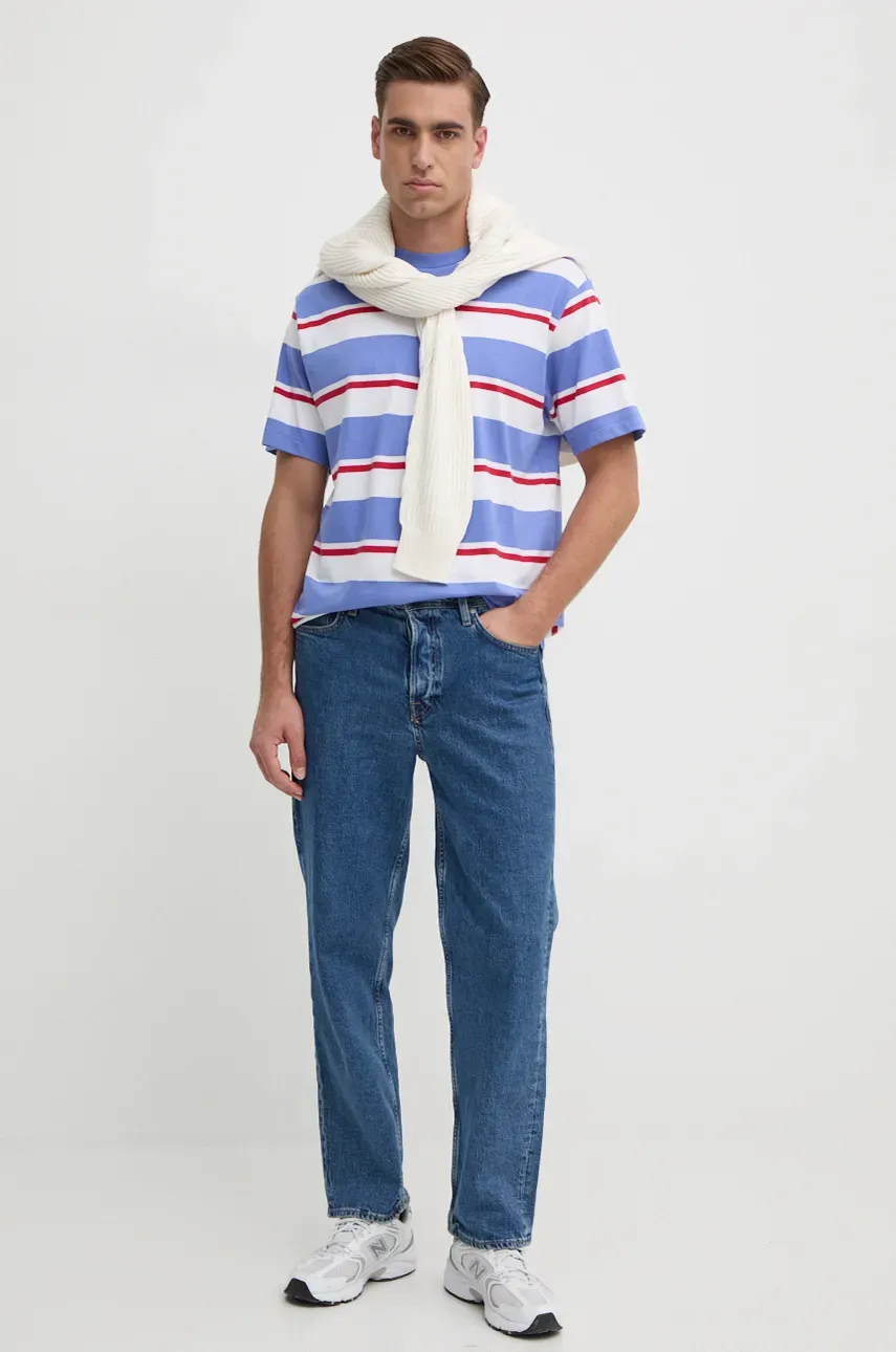 Хлопковая футболка United Colors of Benetton мужская цвет фиолетовый узорная 38Y3U109J Хлопковая футболка United Colors of Benetton мужская цвет фиолетовый узорная 38Y3U109J