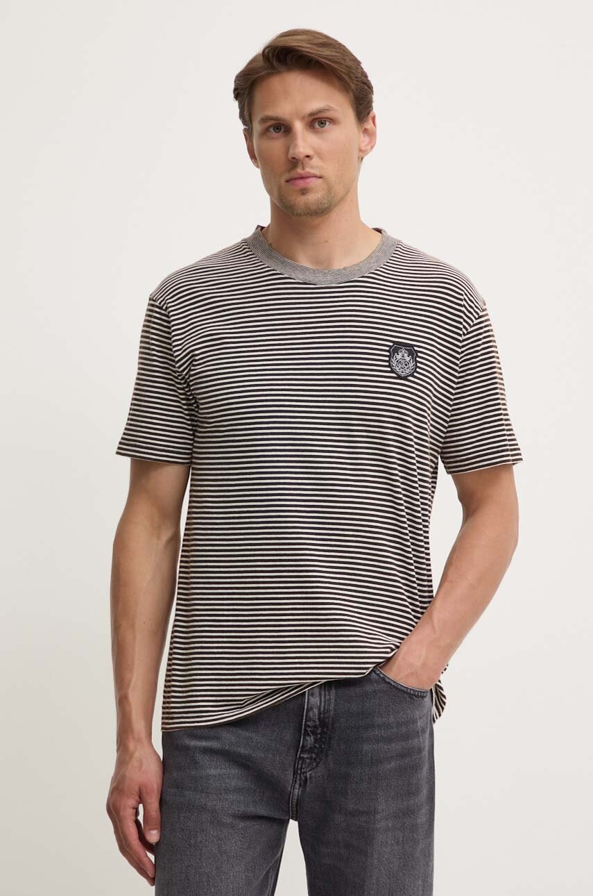 

Памучна тениска The Kooples в кафяво с десен HTSC29003K, Кафяв