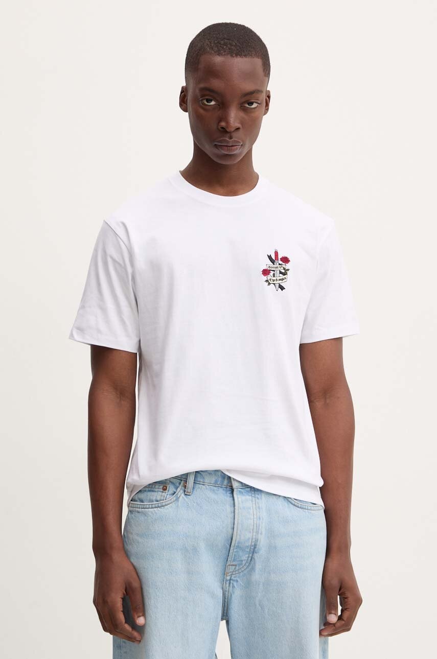 The Kooples tricou din bumbac barbati, culoarea alb, cu imprimeu, HTSC29036K The Kooples tricou din bumbac barbati, culoarea alb, cu imprimeu, HTSC29036K