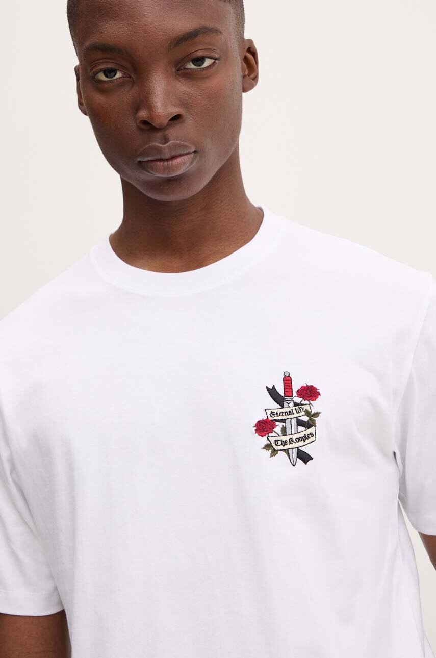 Βαμβακερό μπλουζάκι The Kooples ανδρικό, χρώμα: άσπρο, HTSC29036K φωτογραφία