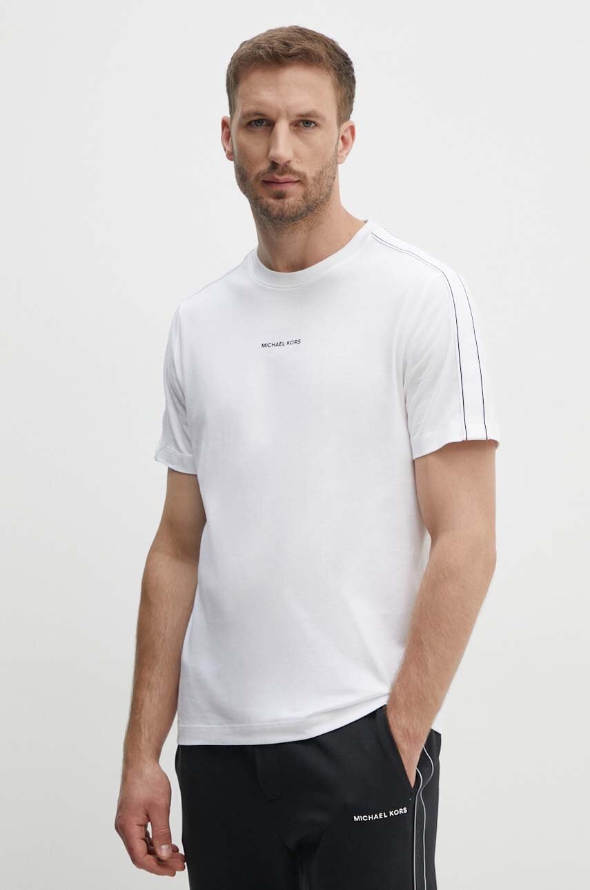 Michael Kors tricou din bumbac barbati, culoarea alb, cu imprimeu, CT4524E1V2