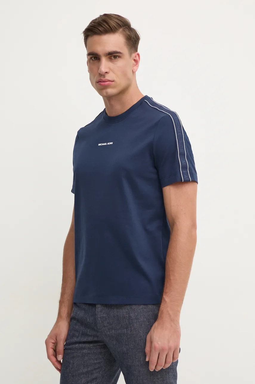 Michael Kors tricou din bumbac barbati, culoarea albastru marin, cu imprimeu, CT4524E1V2 Michael Kors tricou din bumbac barbati, culoarea albastru marin, cu imprimeu, CT4524E1V2