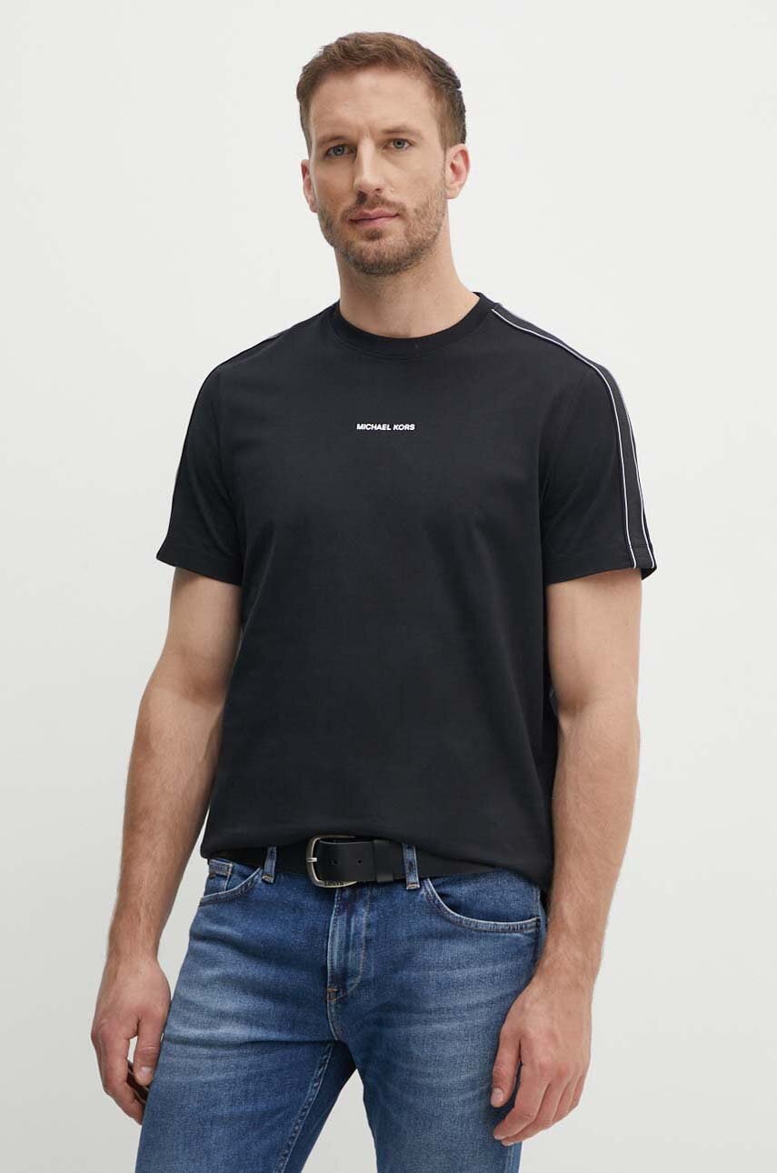 Michael Kors tricou din bumbac barbati, culoarea negru, cu imprimeu, CT4524E1V2 Michael Kors tricou din bumbac barbati, culoarea negru, cu imprimeu, CT4524E1V2