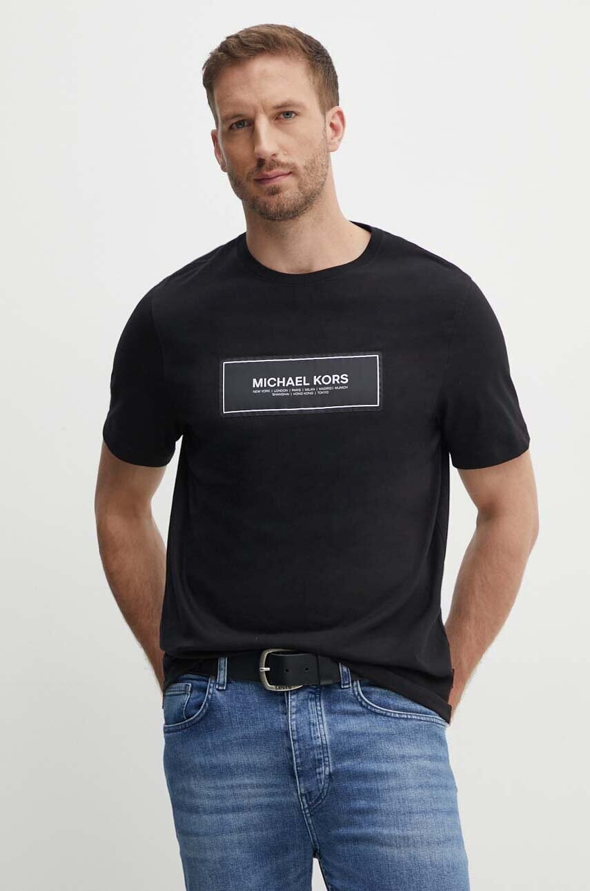 Michael Kors tricou din bumbac barbati, culoarea negru, neted, CT4525L1V2