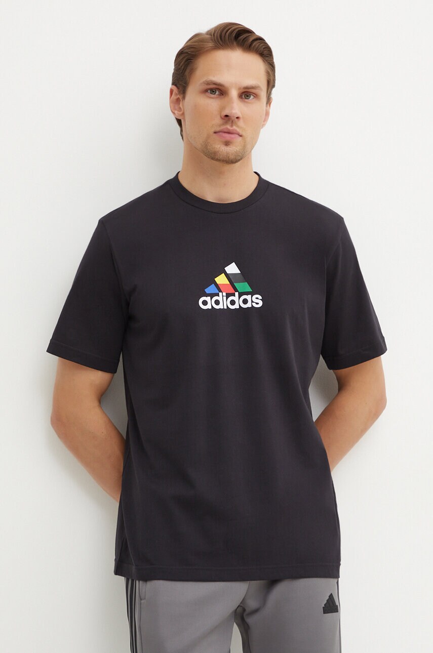 adidas tricou din bumbac Tiro barbati, culoarea negru, cu imprimeu, IW2672