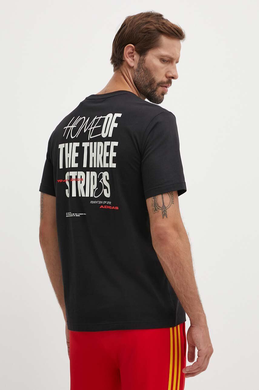 adidas tricou din bumbac Essentials barbati, culoarea negru, cu imprimeu, IW2679