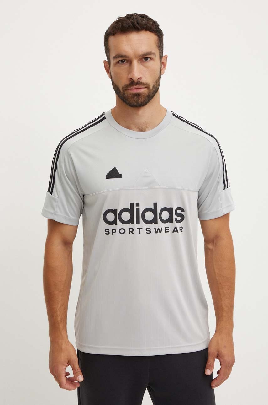 adidas tricou Tiro barbati, culoarea gri, cu imprimeu, IW5958