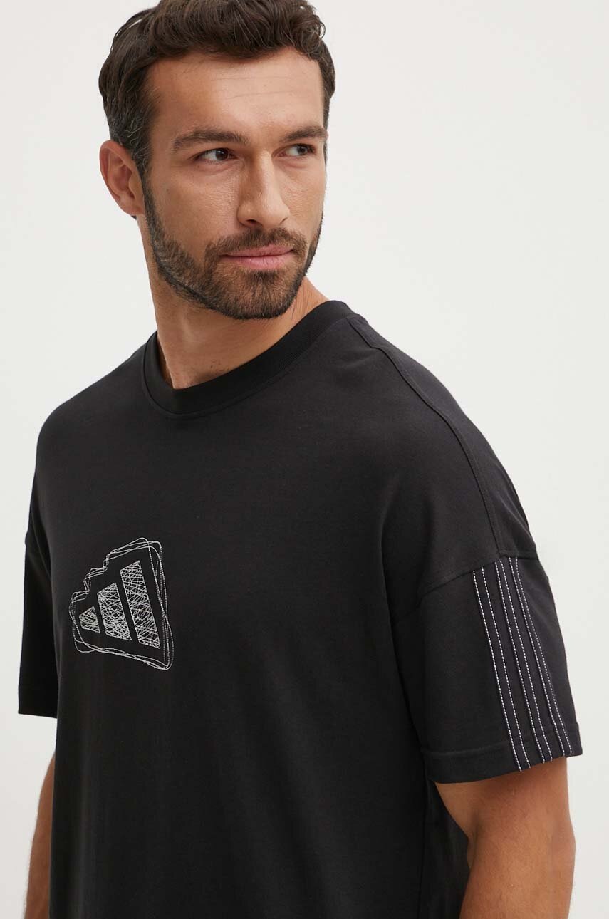 adidas tricou din bumbac All SZN barbati, culoarea negru, cu imprimeu, IX1255