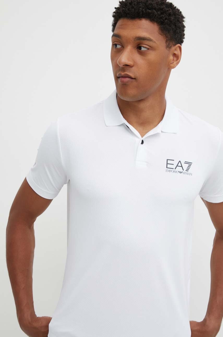 EA7 Emporio Armani polo de antrenament culoarea alb, neted, PJEMZ.8NPF23