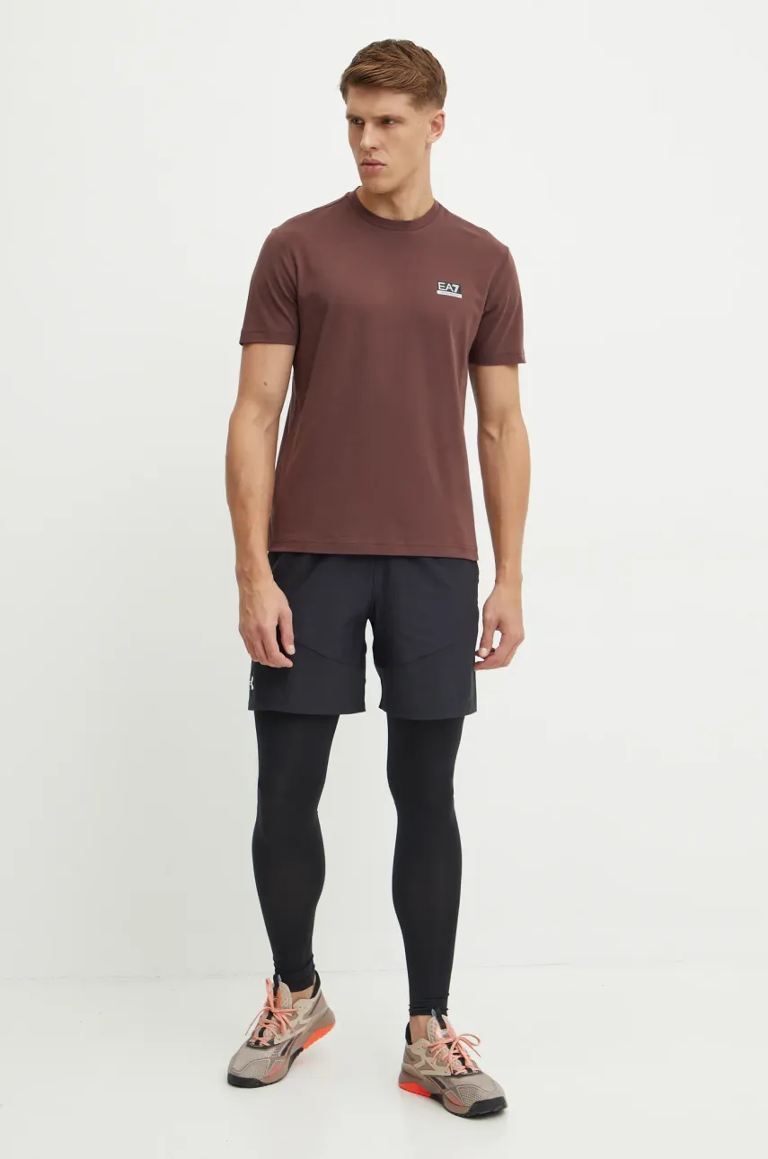 Футболка для тренинга EA7 Emporio Armani цвет коричневый однотонная PJUVZ.6DPT15 Футболка для тренинга EA7 Emporio Armani цвет коричневый однотонная PJUVZ.6DPT15