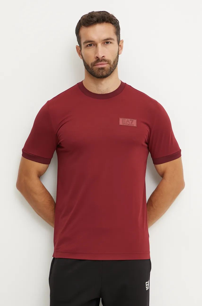 EA7 Emporio Armani tricou de antrenament culoarea bordo, cu imprimeu, PJRGZ.6DPT18