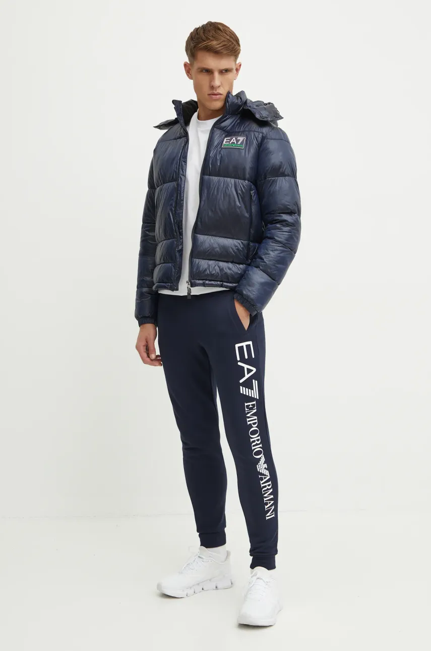 Хлопковая футболка EA7 Emporio Armani мужская цвет белый с принтом AF11970.7M000006 Хлопковая футболка EA7 Emporio Armani мужская цвет белый с принтом AF11970.7M000006