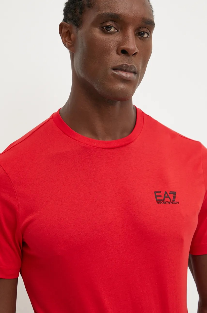 

Памучна тениска EA7 Emporio Armani в червено с принт PJVPZ.8NPT25, Червен