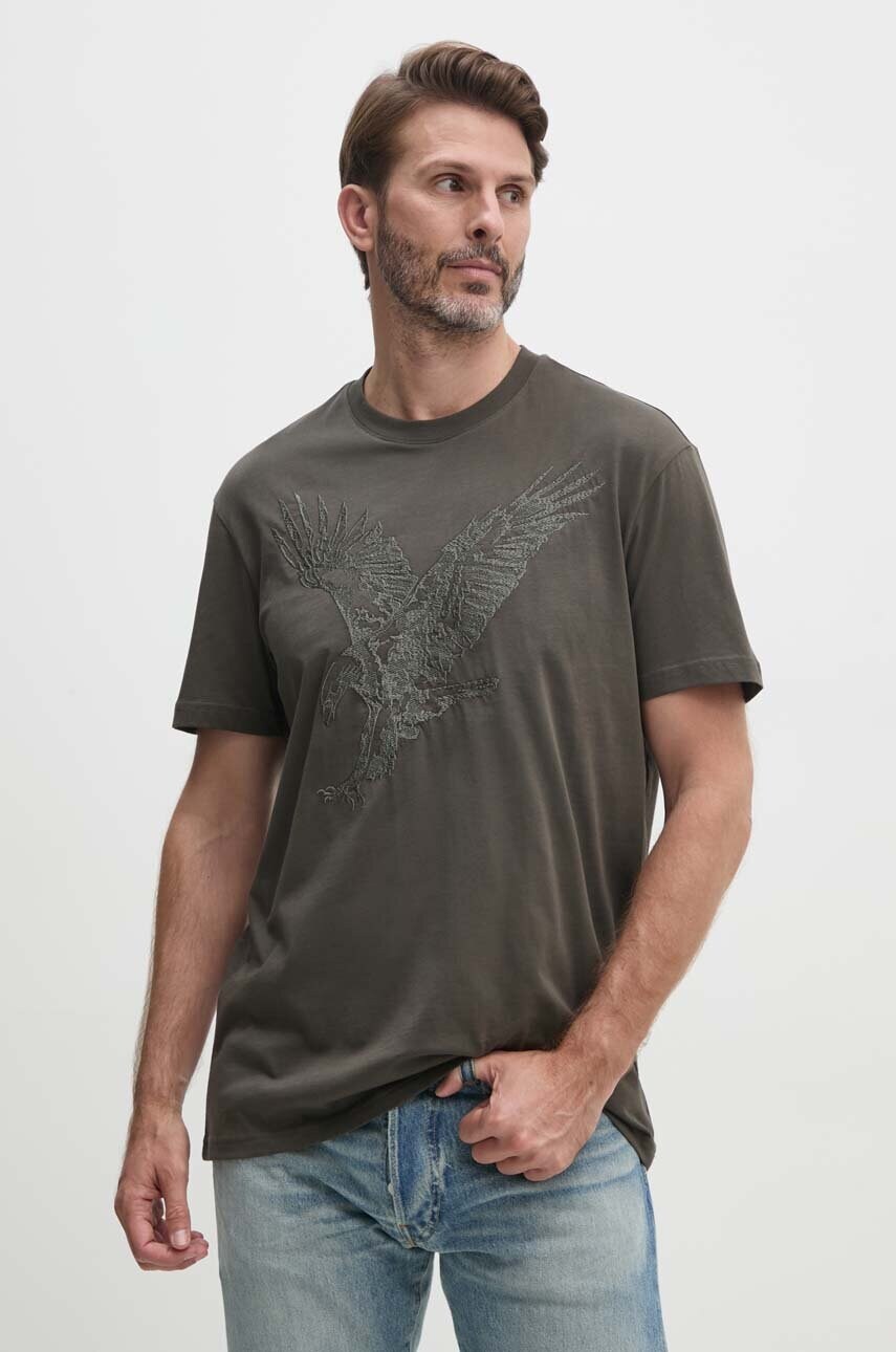 Levně Bavlněné tričko Armani Exchange černá barva, s aplikací, 6DZTAD ZJ9TZ