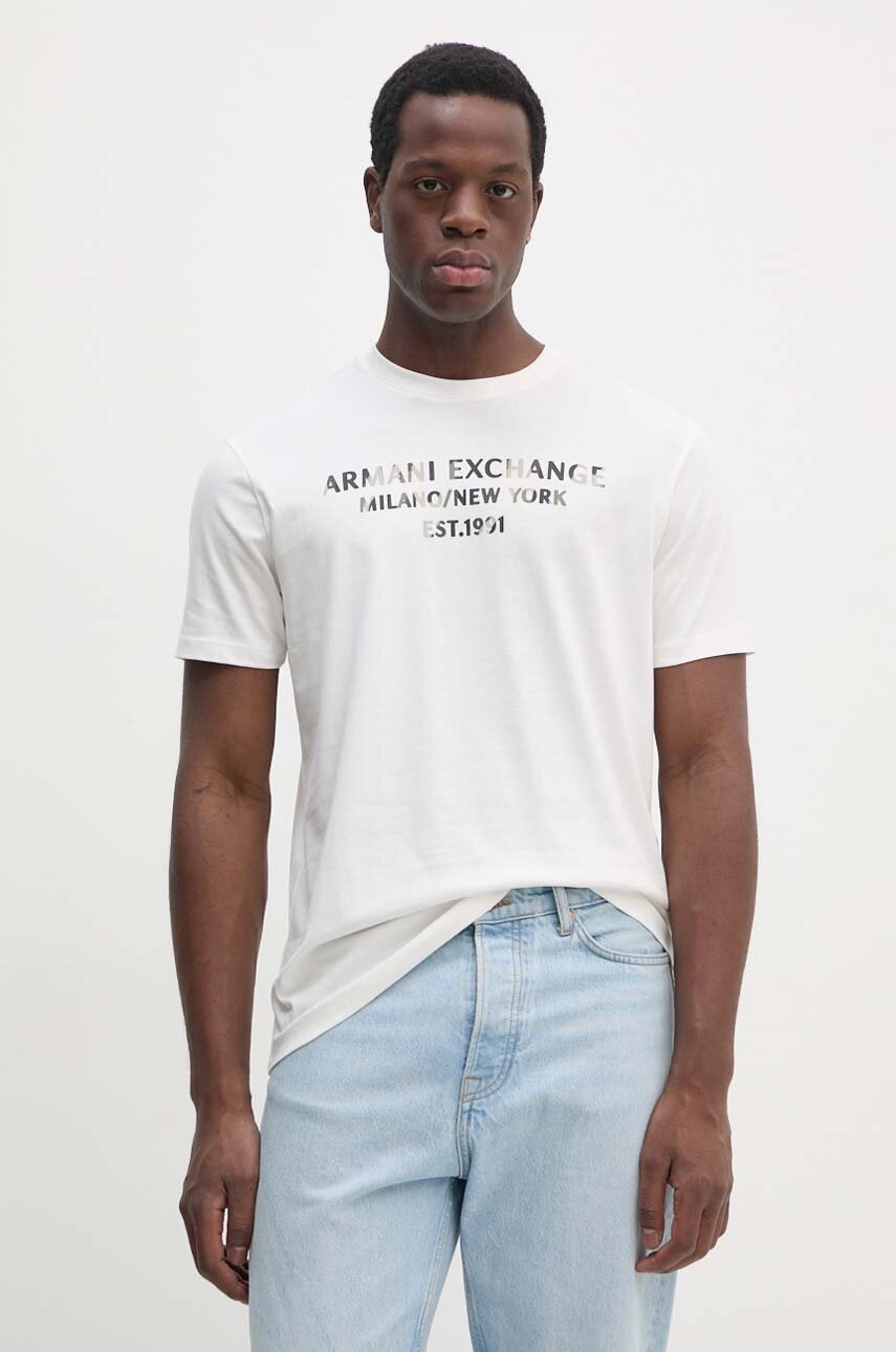 

Памучна тениска Armani Exchange в бяло с принт 6DZTH5 ZJ9JZ, Бял