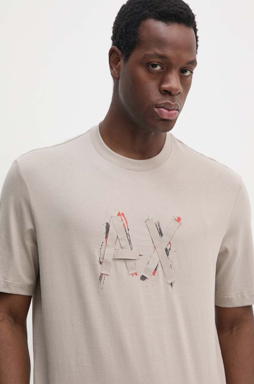 

Памучна тениска Armani Exchange в бежово с принт 6DZTHN ZJLFZ, Бежов