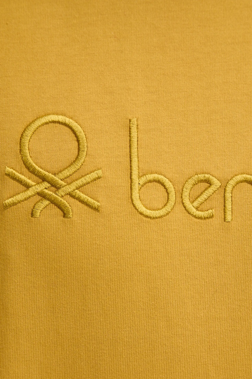 Βαμβακερό μπλουζάκι United Colors of Benetton ανδρικό, χρώμα: κίτρινο, 3MI6U109O φωτογραφία