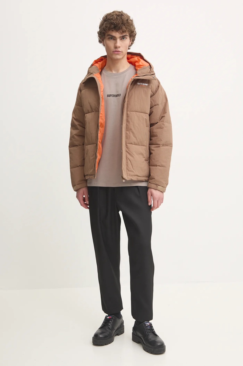 Хлопковая футболка Superdry мужская цвет серый с аппликацией M1012028A-1PC Хлопковая футболка Superdry мужская цвет серый с аппликацией M1012028A-1PC