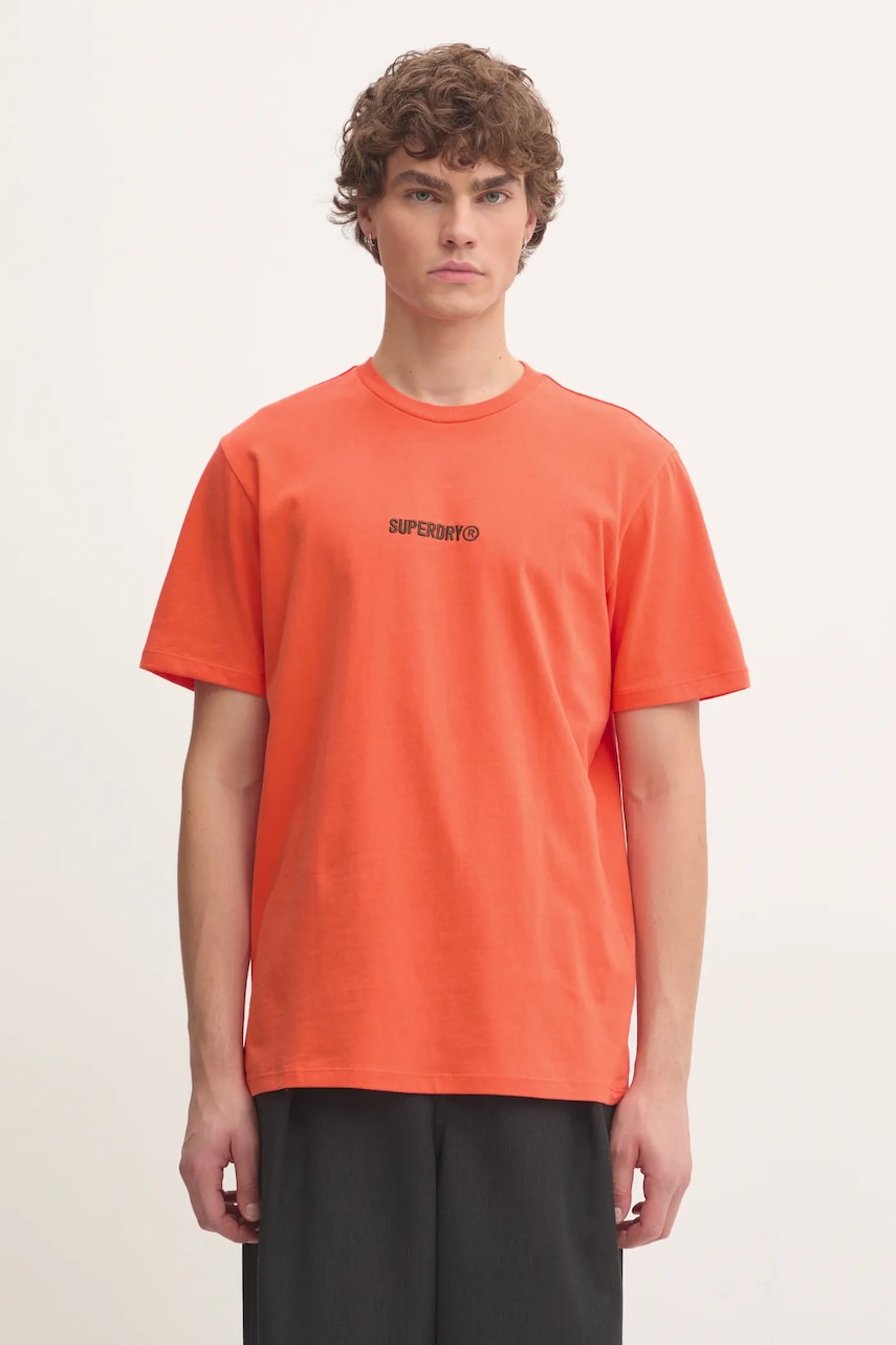 Superdry tricou din bumbac barbati, culoarea portocaliu, cu imprimeu, M1012028A-UM2