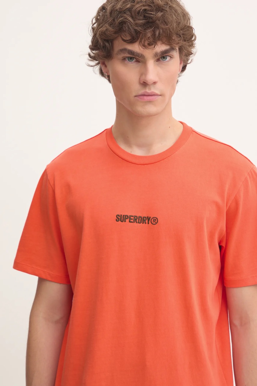 Βαμβακερό μπλουζάκι Superdry ανδρικά, χρώμα: πορτοκαλί, M1012028A-UM2 φωτογραφία