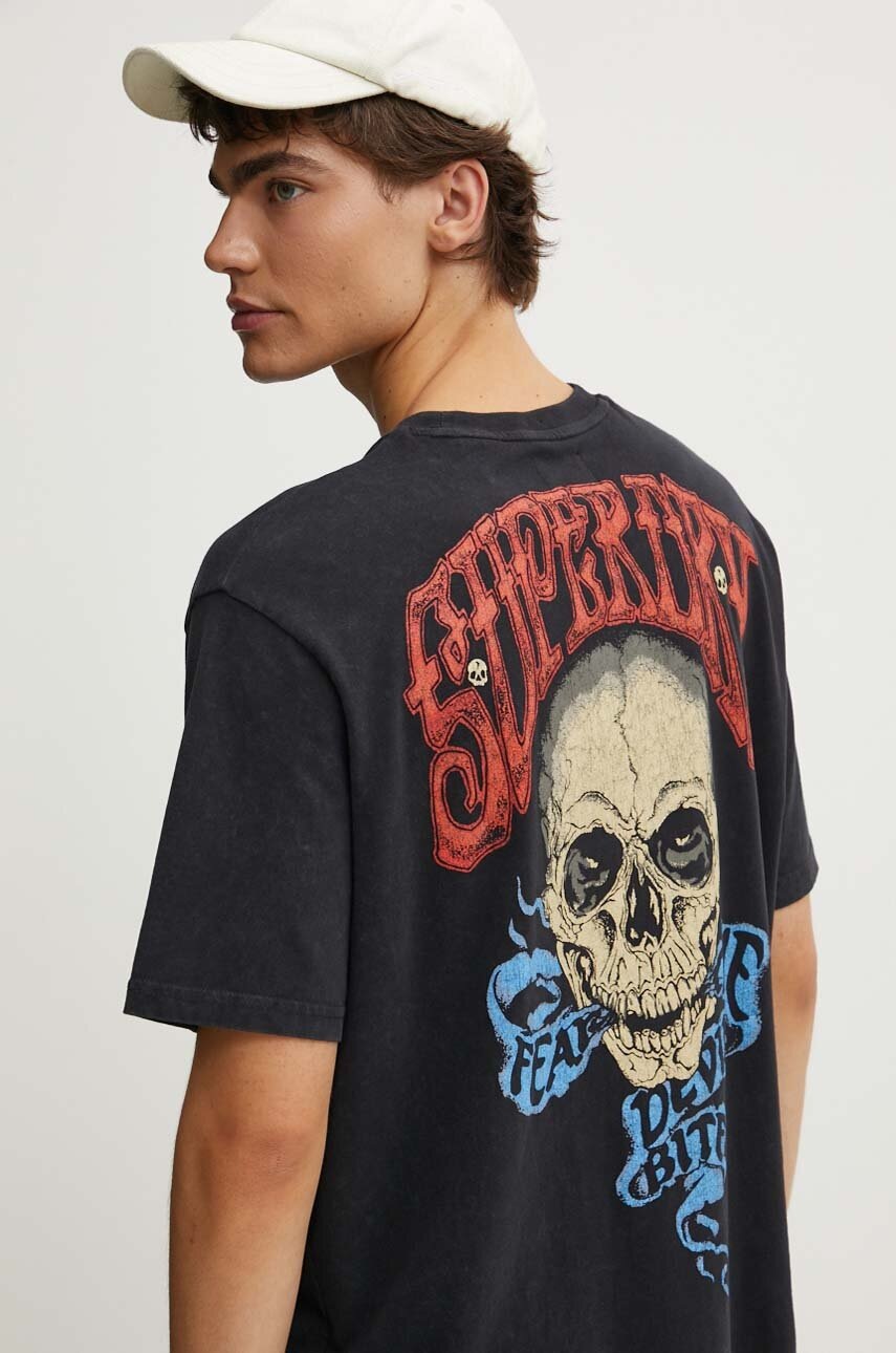 

Памучна тениска Superdry в черно с принт M1012047A-8IT, Черен