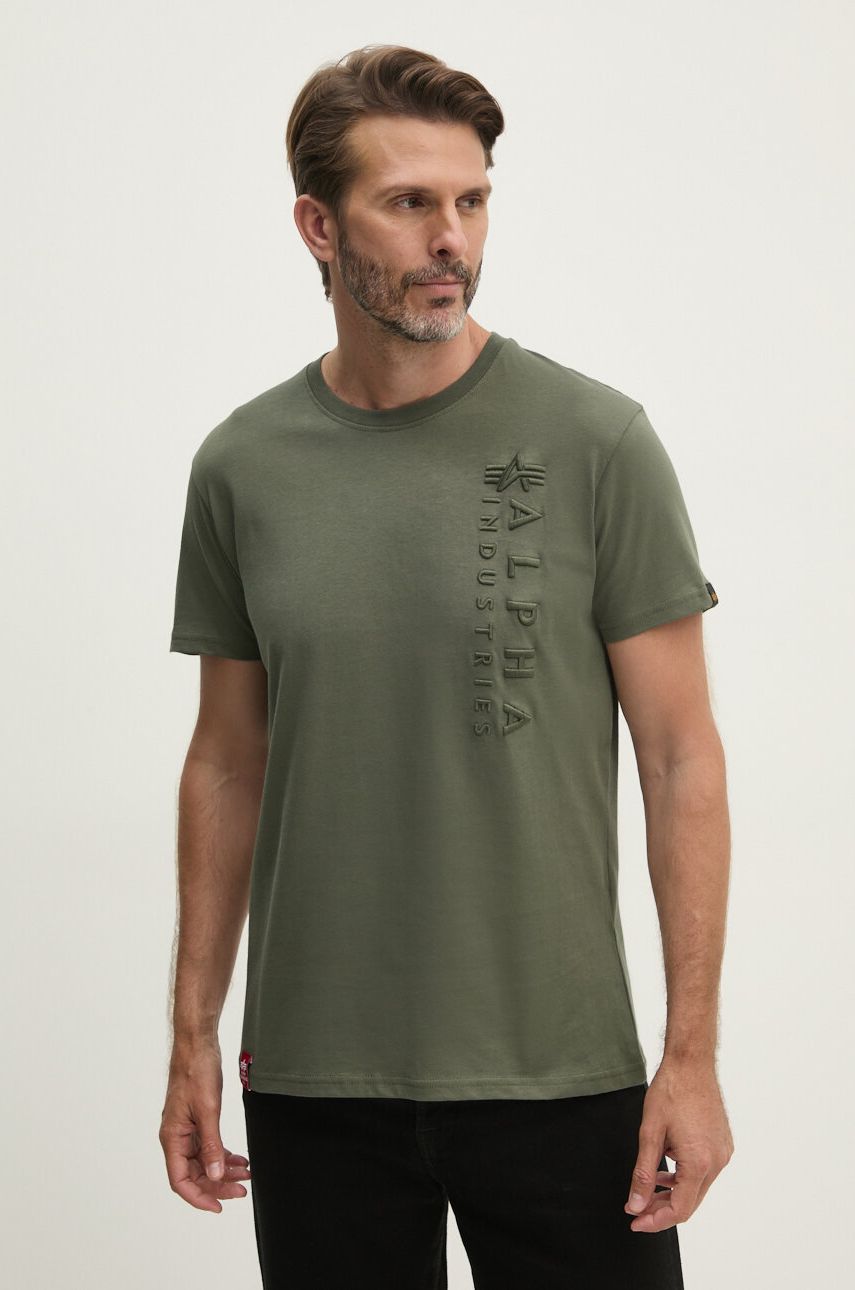 Alpha Industries tricou din bumbac barbati, culoarea verde, modelator, 138500