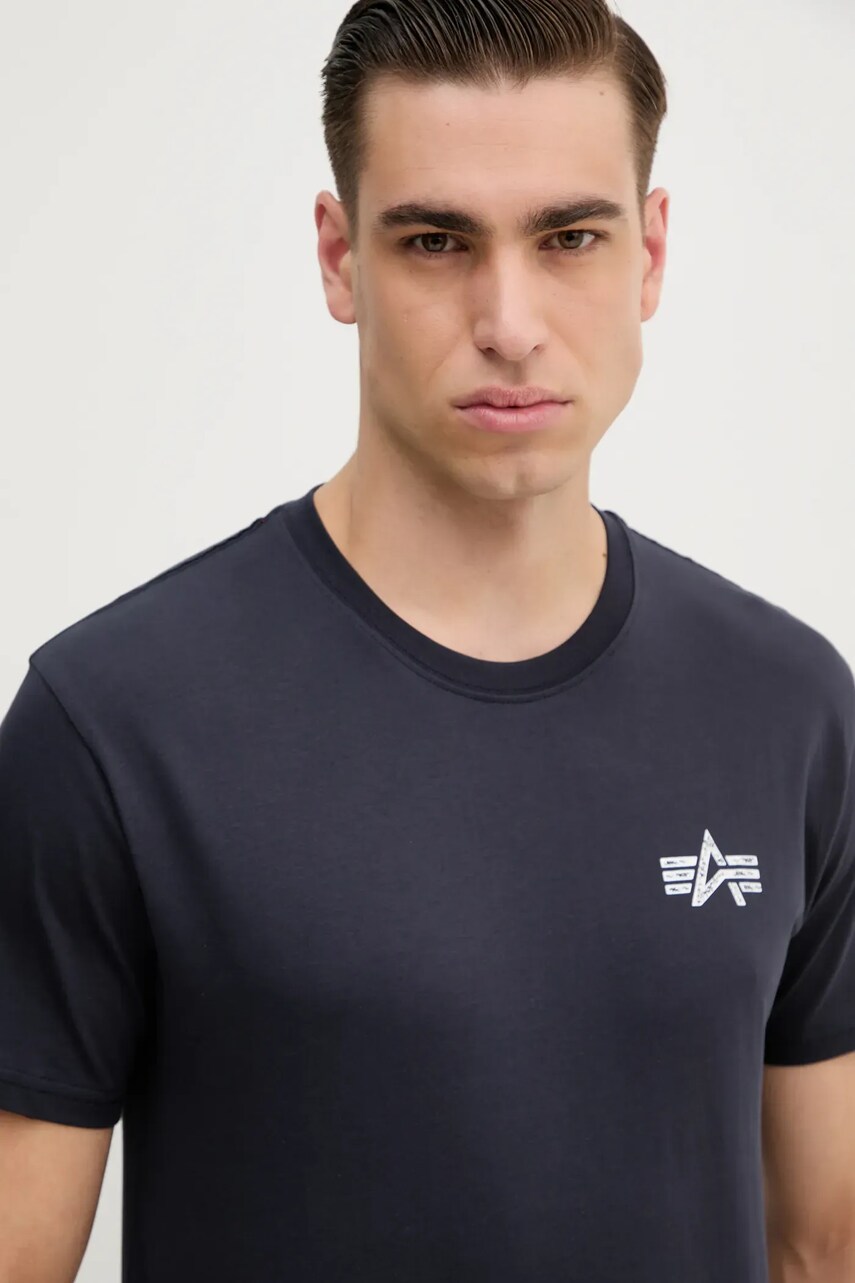 Alpha Industries tricou din bumbac barbati, culoarea negru, cu imprimeu, 148516